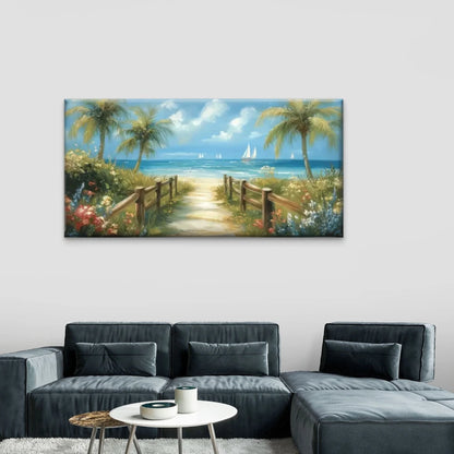 The Road To The Beach Wall Art Canvas Office Home Room Framed 120x60cm