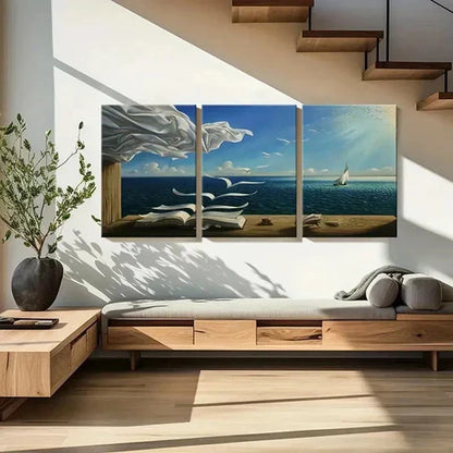 3pcs Surrealism Art Painting with Abstract Ocean Wall Art Set Canvas Unframed - High Quality Print 100% Australian Made Wall Canvas