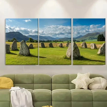 3pcs Lake District Castlerigg Stone Circle Wall Art Set Canvas Framed 60x90cm - High Quality Print 100% Australian Made Wall Canvas Ready to Hang