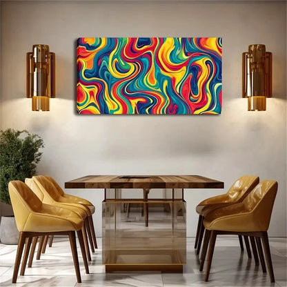 Dynamic Swirls & Fluid Shapes Wall Art Canvas Office Home Room Framed 120x60cm - Bella Home Decor