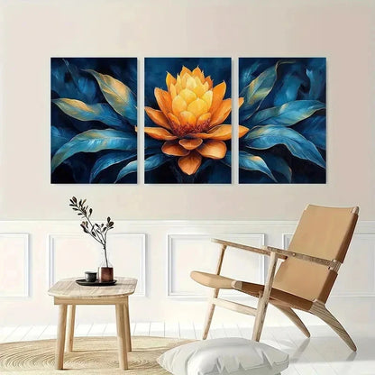 3pcs Blue and Golden Trees Landscape Perfect Wall Art Set Canvas Framed 40x60cm - High Quality Print 100% Australian Made Wall Canvas Ready to Hang - Bella Home Decor