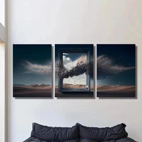 3pcs Explosion Fragments Synthesized From Window Wall Art Canvas Unframed - High Quality Print 100% Australian Made Wall Canvas