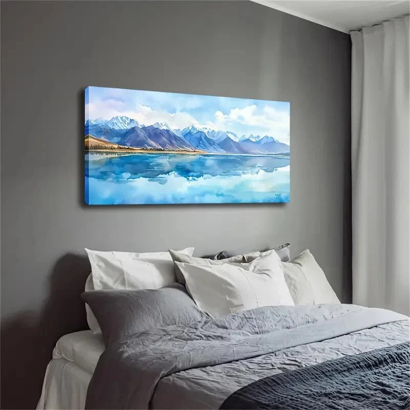Minimalist Mountain Lake Wall Art Canvas Office Home Room Framed 120x60cm - Bella Home Decor