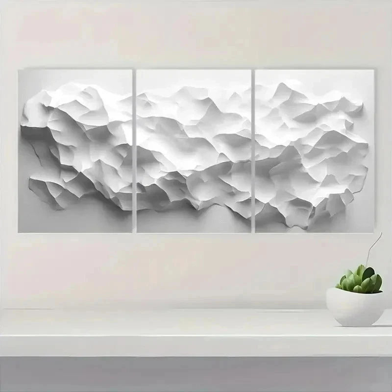 3pcs Abstract Geometric White Polygons on Li  Wall Art Set Canvas Framed 50x70cm - High Quality Print 100% Australian Made Wall Canvas Ready to Hang - Bella Home Decor