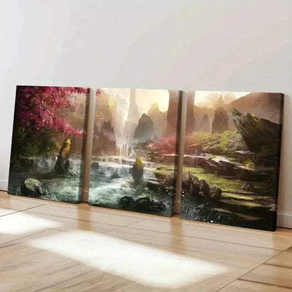 3pcs Forest Spectacular Waterfall Vintage Wall Art Canvas Unframed – High Quality Print 100% Australian Made Wall Canvas - Bella Home Decor