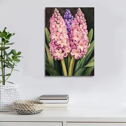 Beautiful Vibrant Pink & Purple Hyacinth Flowers 40x60cm Metal Print Ready to Hang - Bella Home Decor