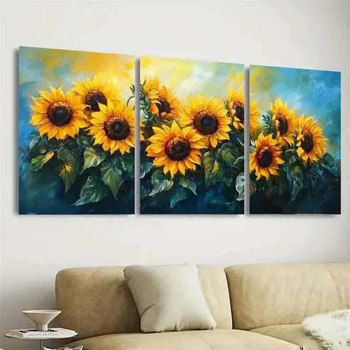 3pcs Colorful Floral Wall Art Set Canvas Unframed - High Quality Print 100% Australian Made Wall Canvas - Bella Home Decor