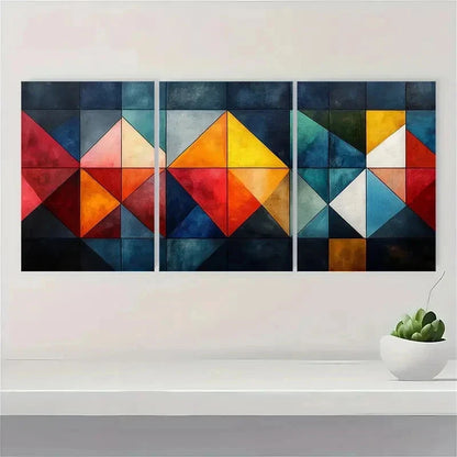 3pcs Geometric Pattern Abstract CF Wall Art Set Canvas Framed 60x90cm - High Quality Print 100% Australian Made Wall Canvas Ready to Hang - Bella Home Decor