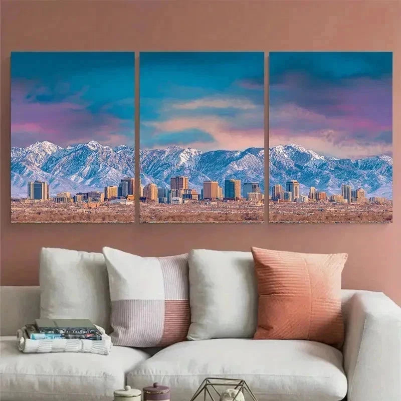 3pcs West Valley City Utah Travel Perfect Wall Art Set Canvas Framed 40x60cm - High Quality Print 100% Australian Made Wall Canvas Ready to Hang