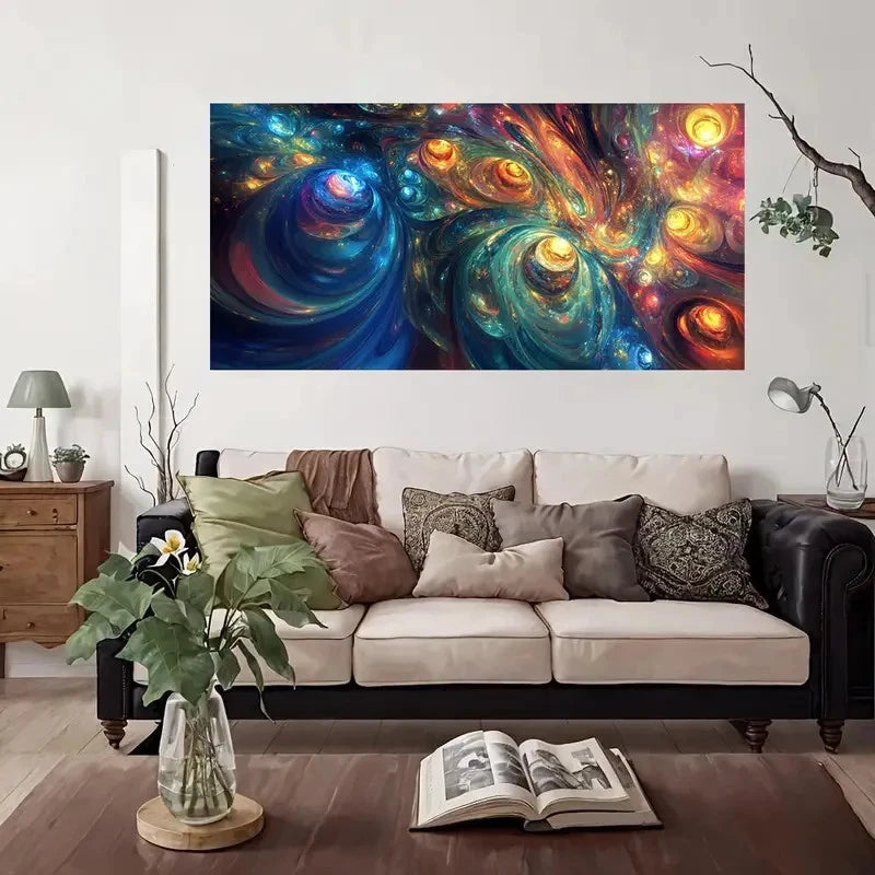 Vibrant Abstract Swirl Wall Art Canvas Office Home Room Framed 120x60cm