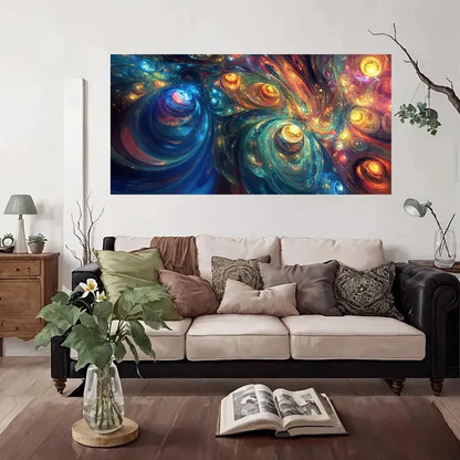 Vibrant Abstract Swirl Wall Art Canvas Office Home Room Framed 120x60cm