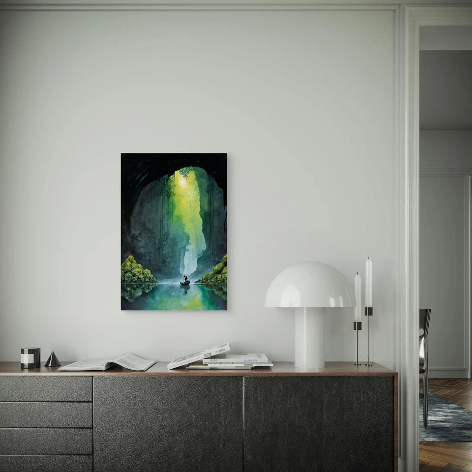 Enchanting Cave Entrance 60x90cm Metal Print Ready to Hang
