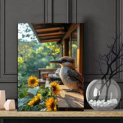 Kookaburra Bird Sitting on The Edge Painting Outdoor 40x60cm Metal Print Ready to Hang