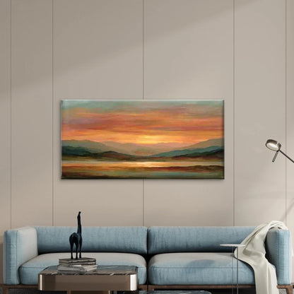 Sunset Hues, Tranquil Landscape Wall Art Canvas Office Home Room Framed 120x60cm - Bella Home Decor