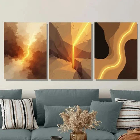 3pcs Modern Abstract Geometric & Floral Designs Wall Art Set Canvas Unframed - High Quality Print 100% Australian Made Wall Canvas