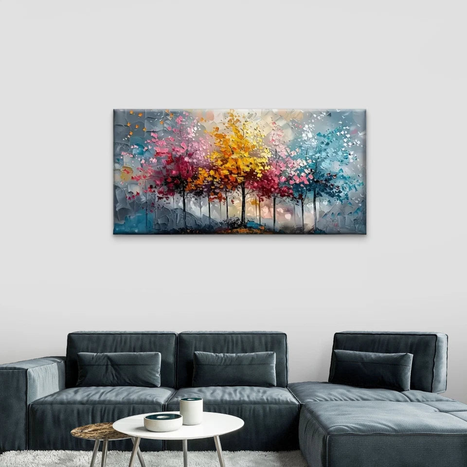 Abstract Trees Colorful Wall Art Canvas Office Home Room Framed 120x60cm