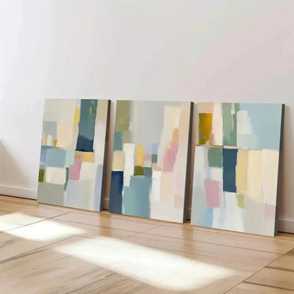 3pcs Geometric Design Decor Brush Strokes Wall Art Canvas Unframed - High Quality Print 100% Australian Made Wall Canvas - Bella Home Decor