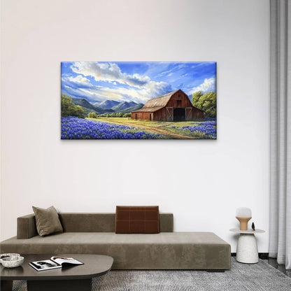 Hill barn Purple Flower Wall Art Canvas Office Home Room Framed 120x60cm