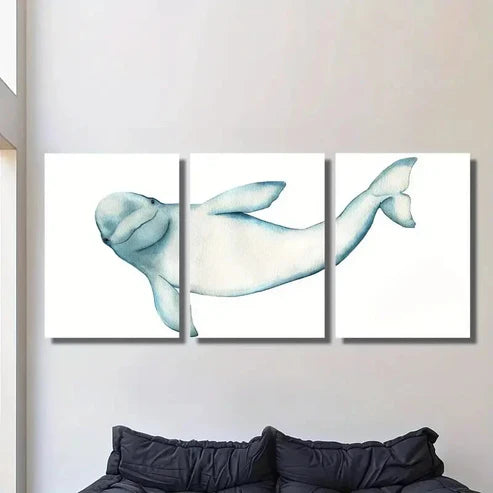 3pcs Whale, Modern Marine Life Wall Art Set Canvas Unframed - High Quality Print 100% Australian Made Wall Canvas