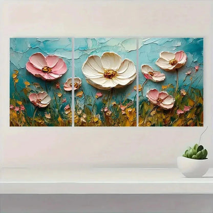 3pcs White Roses Pink Flowers  RT  Wall  Art Set Canvas Framed 60x90cm - High Quality Print 100% Australian Made Wall Canvas Ready to Hang