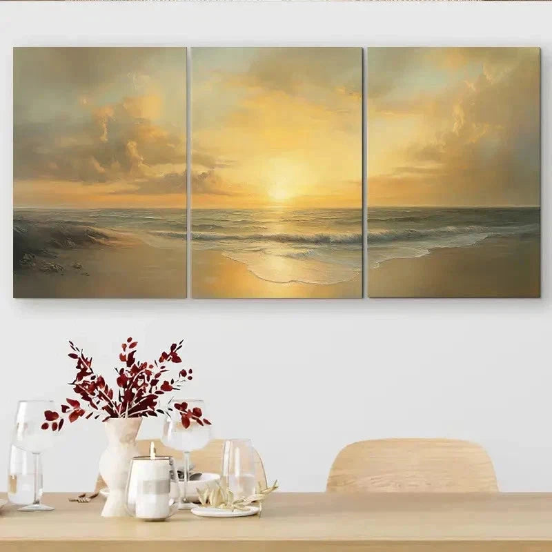 3pcs Featuring Tranquil Beach Waves And Calm Wall Art Set Canvas Framed 60x90cm - High Quality Print 100% Australian Made Wall Canvas Ready to Hang - Bella Home Decor
