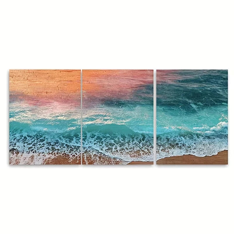 3pcs Sunrise Photography, Coastal Large Ocean Wall Art Set Canvas Framed 50x70cm – High Quality Print 100% Australian Made Wall Canvas Ready to Hang
