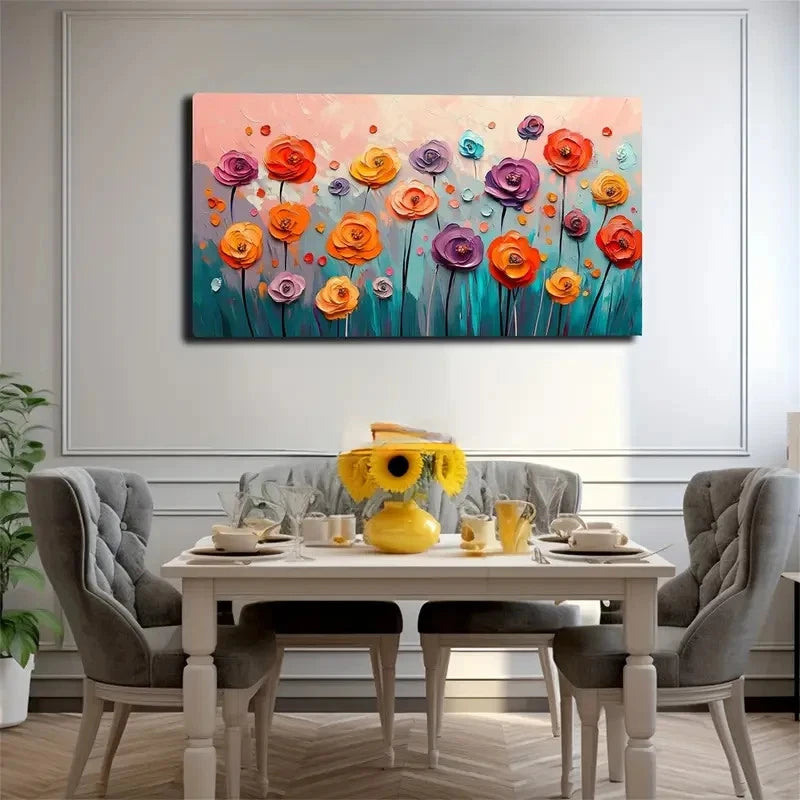 Shrink Colourful Flowers Wall Art Canvas Office Home Room Framed 120x60cm