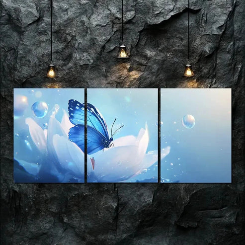3pcs Serene Floral & Butterfly Design Perfect Wall Art Canvas Unframed - High Quality Print 100% Australian Made Wall Canvas