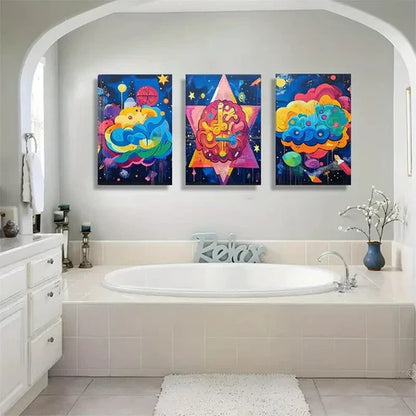 3pcs Abstract Cosmic Cloud Colorful Wall Art Canvas Unframed - High Quality Print 100% Australian Made Wall Canvas - Bella Home Decor