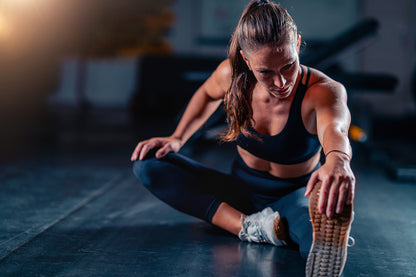 Stretching after a gym workout 5mm thick Plastic Poster Ready to Hang 90x60cm