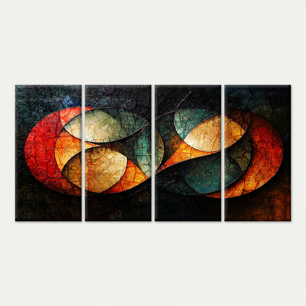 4pcs Abstract Geometric Circle Mosaic Texture Wall Art Canvas Framed 45x80cm - High Quality Print 100% Australian Made Wall Canvas Ready to Hang