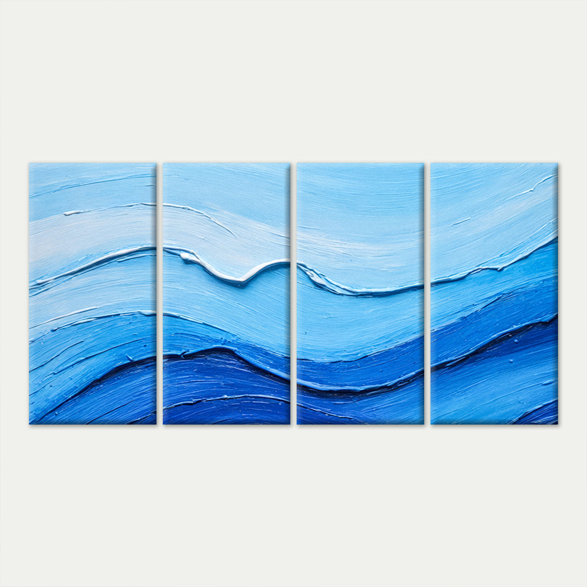4pcs Blue Ocean Sea Wave Abstract Textured Wall Art Canvas Framed 45x80cm - High Quality Print 100% Australian Made Wall Canvas Ready to Hang