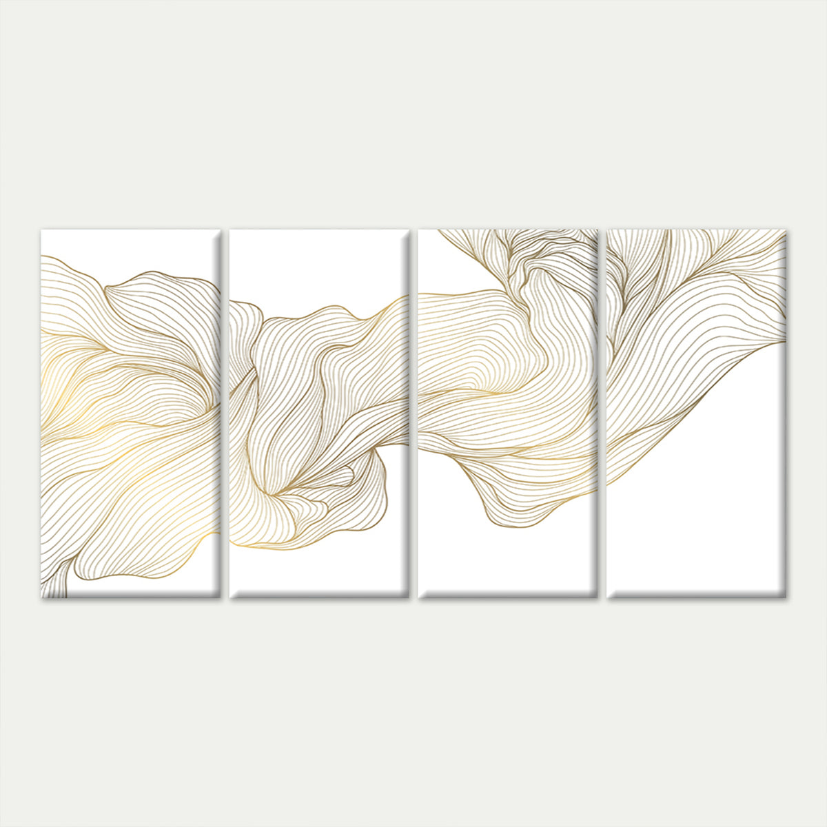 4pcs Luxury Modern Gold Abstract Line Wave Wall Art Canvas Framed 45x80cm - High Quality Print 100% Australian Made Wall Canvas Ready to Hang