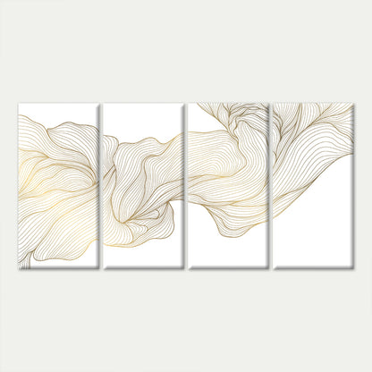 4pcs Luxury Modern Gold Abstract Line Wave Wall Art Canvas Framed 45x80cm - High Quality Print 100% Australian Made Wall Canvas Ready to Hang