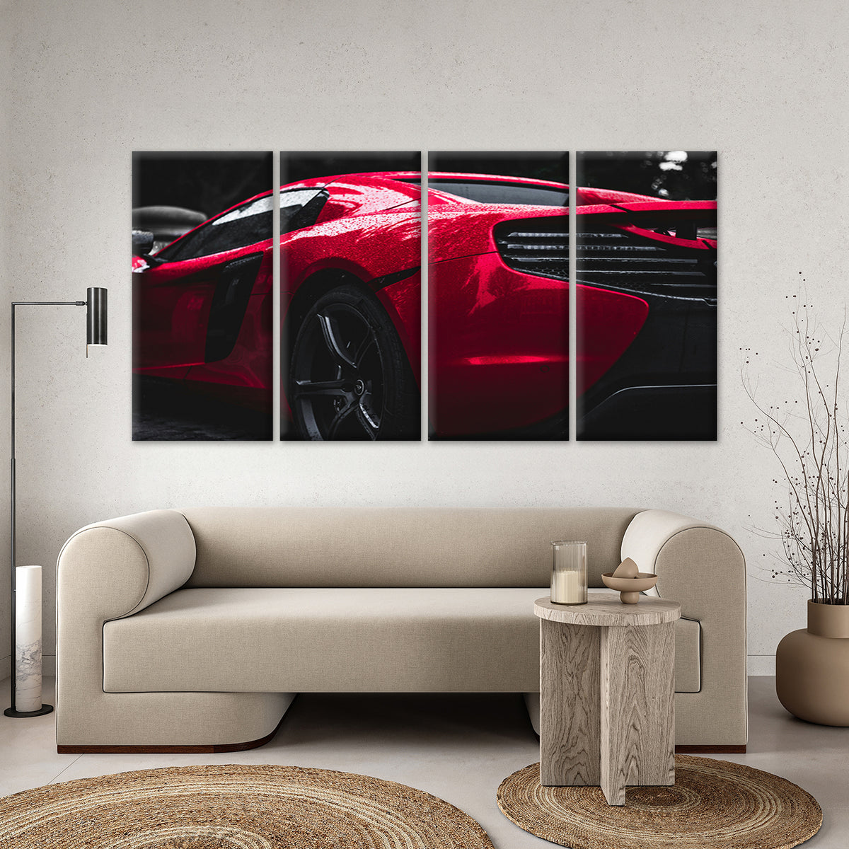 4pcs McLaren MP4 12C Red Supercar Sports Car Wall Art Canvas Framed 45x80cm        - High Quality Print 100% Australian Made Wall Canvas Ready to Hang