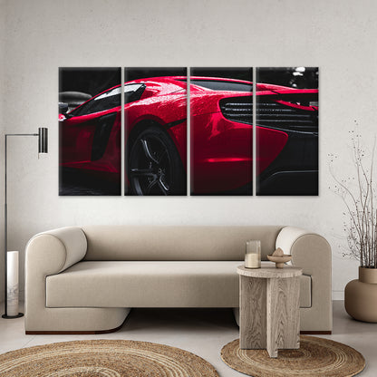 4pcs McLaren MP4 12C Red Supercar Sports Car Wall Art Canvas Framed 45x80cm        - High Quality Print 100% Australian Made Wall Canvas Ready to Hang