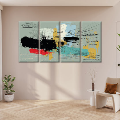 4pcs Abstract Graffiti Script Splash Modern Wall Art Canvas Framed 45x80cm        - High Quality Print 100% Australian Made Wall Canvas Ready to Hang