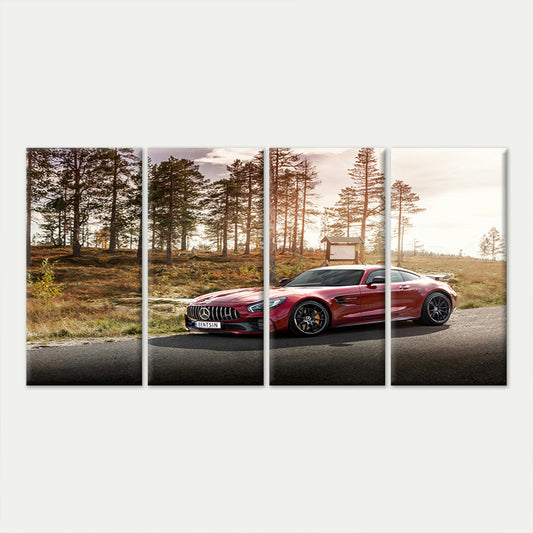 4pcs Mercedes AMG GT Red Supercar Sports Car Wall Art Canvas Framed 45x80cm        - High Quality Print 100% Australian Made Wall Canvas Ready to Hang