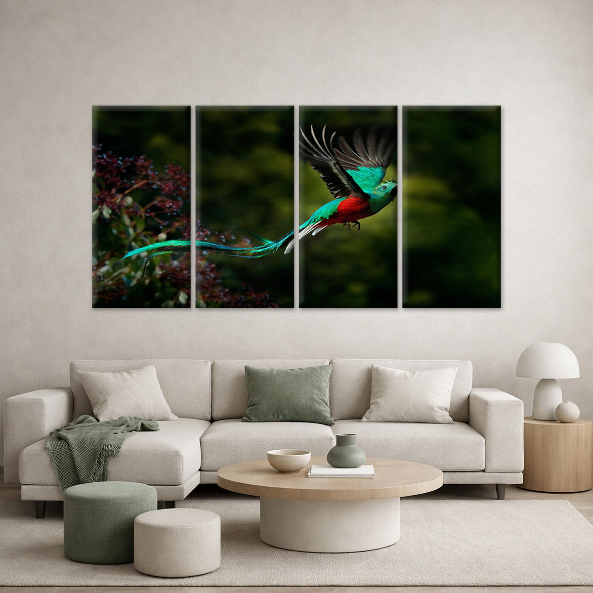 4pcs Glorious Flying Emerald Avian Flight Wall Art Canvas Framed 45x80cm - High Quality Print 100% Australian Made Wall Canvas Ready to Hang
