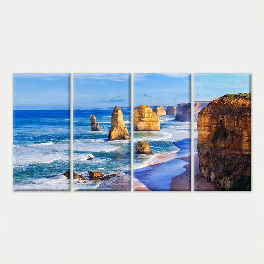 4pcs Twelve Apostles Great Ocean Road Sea Wall Art Canvas Framed 45x80cm - High Quality Print 100% Australian Made Wall Canvas Ready to Hang