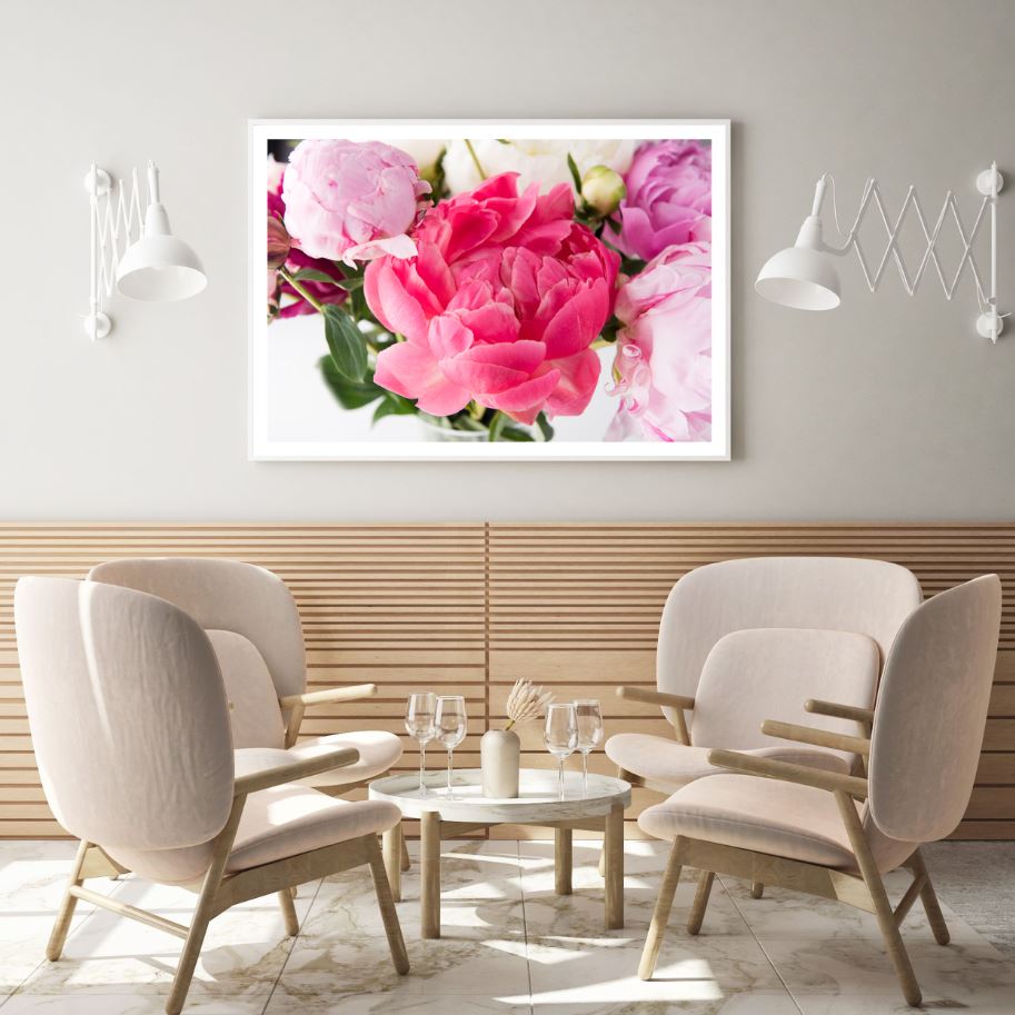 Pink Peonies Closeup Photograph Home Decor Premium Quality Poster Print Choose Your Sizes