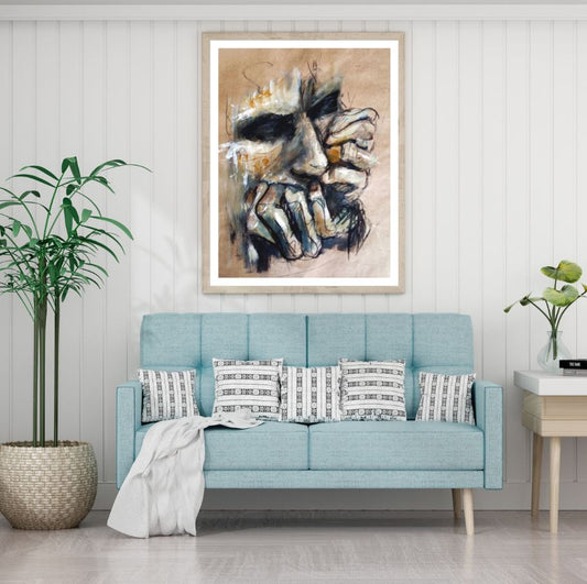 Worried Man Abstract Oil Painting Home Decor Premium Quality Poster Print Choose Your Sizes