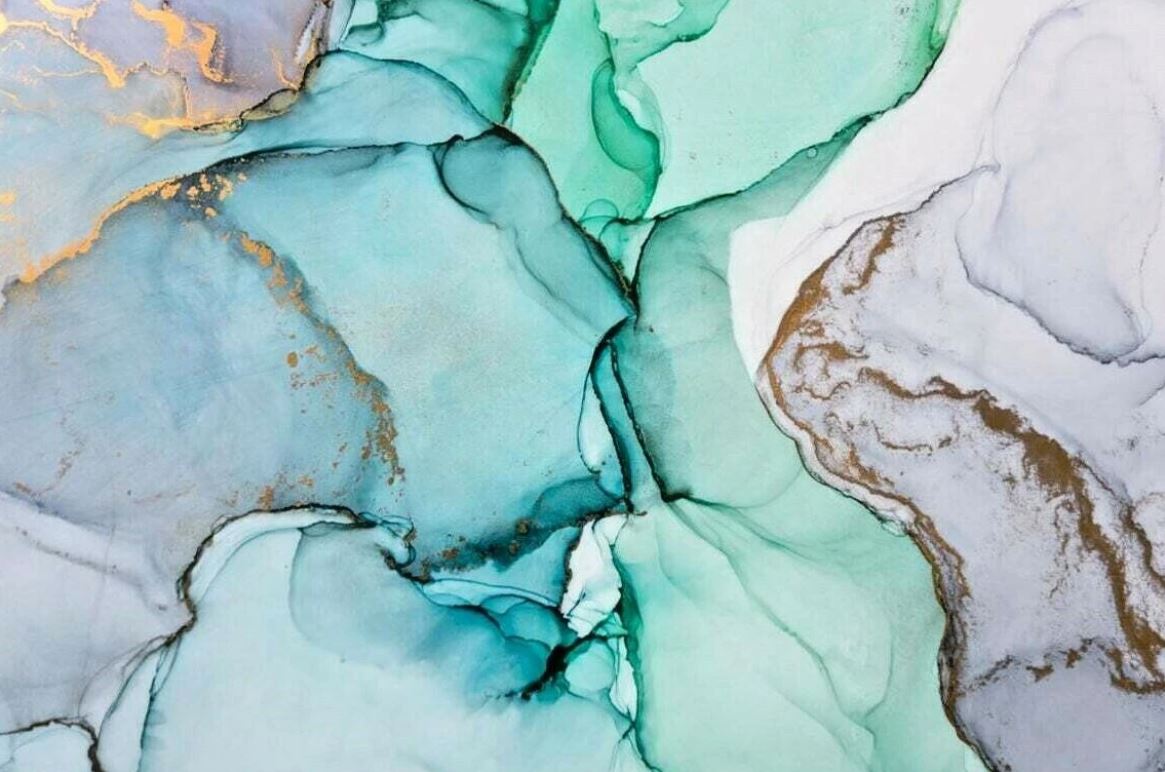 Green Grey & Gold Abstract Design Home Decor Premium Quality Poster Print Choose Your Sizes