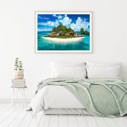 Plane Over Stunning Island & Sea Home Decor Premium Quality Poster Print Choose Your Sizes
