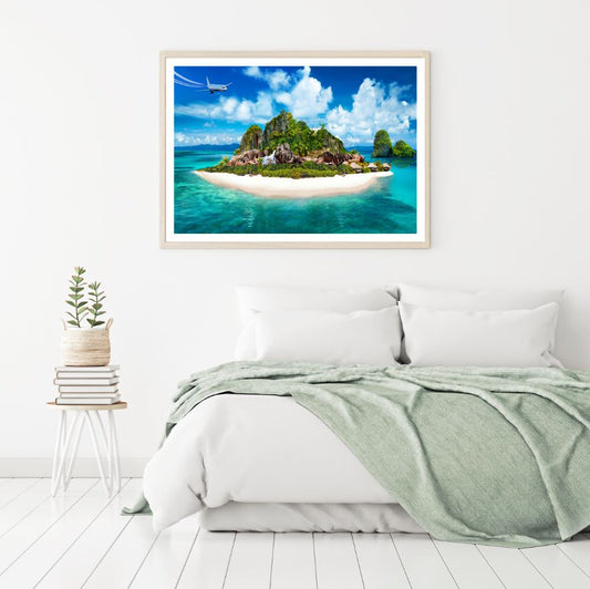 Plane Over Stunning Island & Sea Home Decor Premium Quality Poster Print Choose Your Sizes