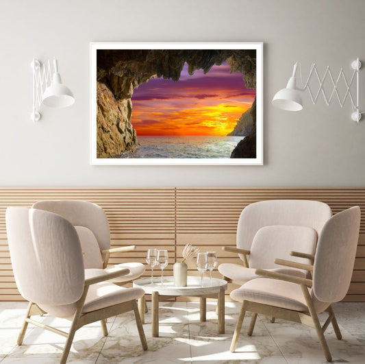 Sea Cave Sunset Scenery View Home Decor Premium Quality Poster Print Choose Your Sizes