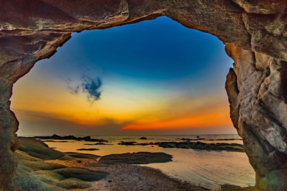 Sea Cave Sunset Scenery View Home Decor Premium Quality Poster Print Choose Your Sizes