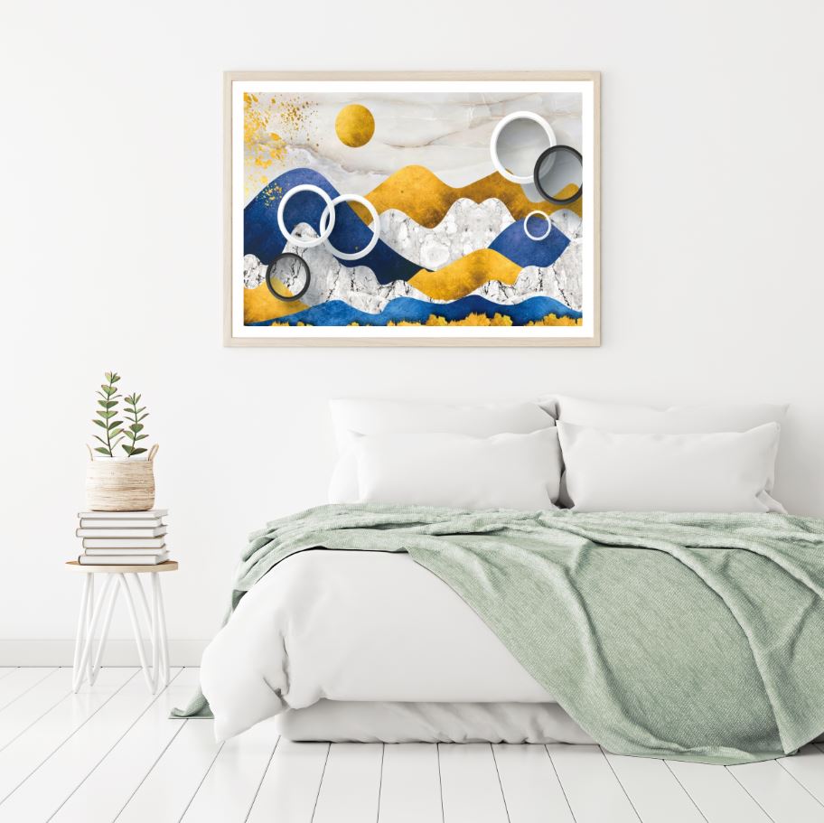 Mountains & Circle 3D Design Home Decor Premium Quality Poster Print Choose Your Sizes