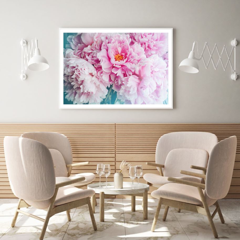 Pink Peonies Closeup Photograph Home Decor Premium Quality Poster Print Choose Your Sizes