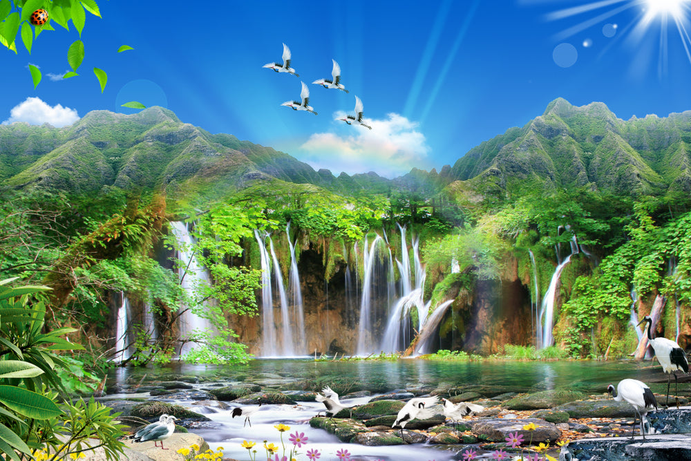 Wallpaper Murals Peel and Stick Removable Nature Waterfall High Quality